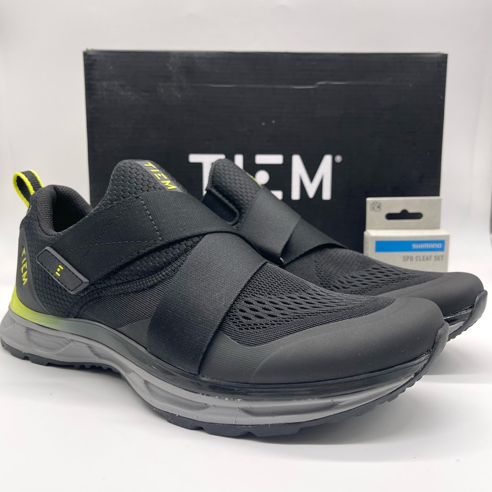 Tiem Men's Cycling Slipstream Black Citron SPD Cleats Sneakers Brand New US 9